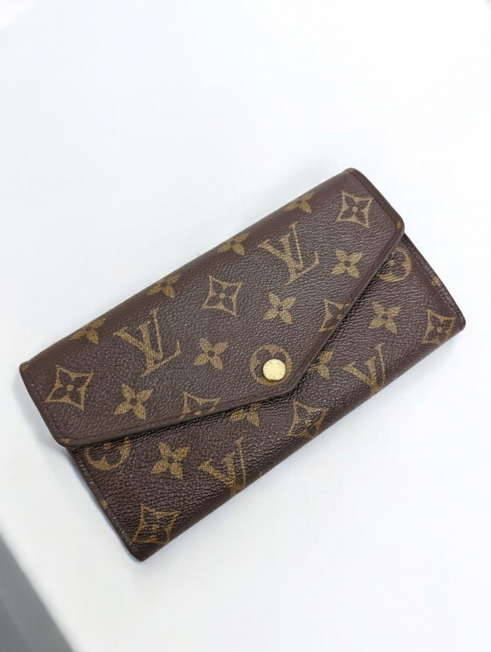 ✨️Authentic Louis Vuitton Sarah long wallet Brown monogram Red interior - Picture 8 of 12